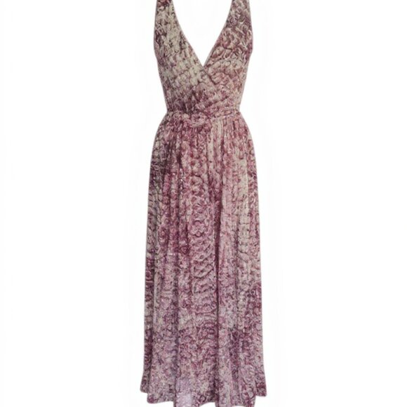Olivaceous Pink Snake Print Sheer V-Neck Maxi Dress – Size M - Picture 1 of 10